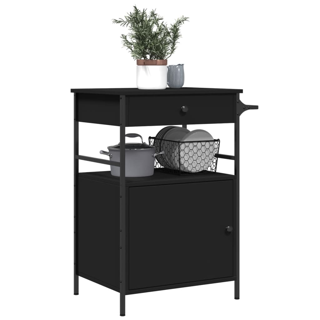 Carrello da Cucina Nero 56x43x89,5 cm in Legno Multistrato - homemem39
