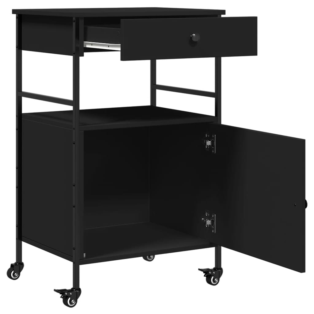 Carrello da Cucina Nero 56x43x89,5 cm in Legno Multistrato - homemem39