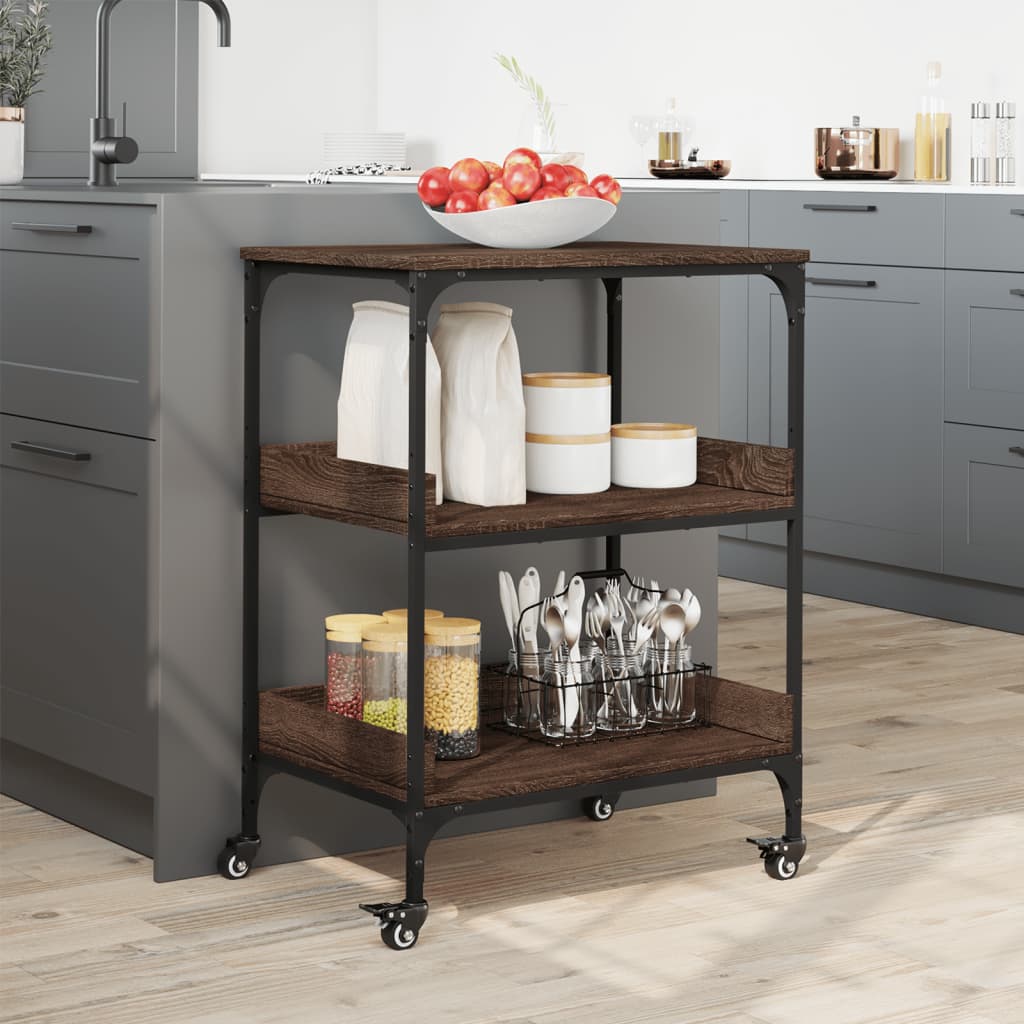 Carrello Cucina Rovere Marrone 60x41x80,5 cm Legno Multistrato - homemem39