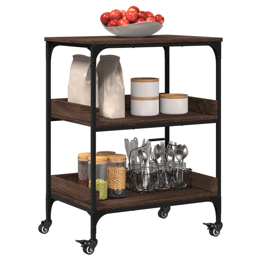 Carrello Cucina Rovere Marrone 60x41x80,5 cm Legno Multistrato - homemem39
