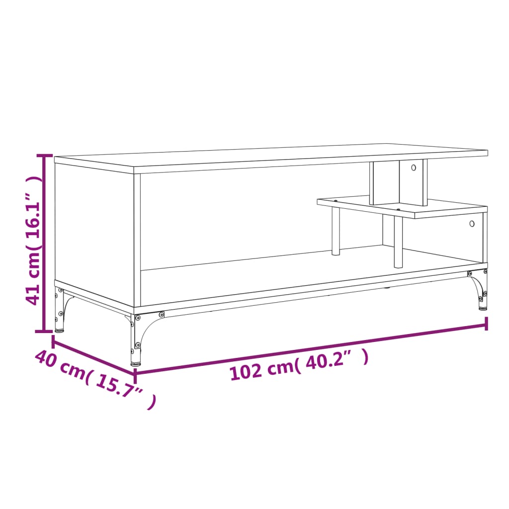Mobile TV Grigio Sonoma 102x40x41cm Legno e Acciaio a Polvere - homemem39