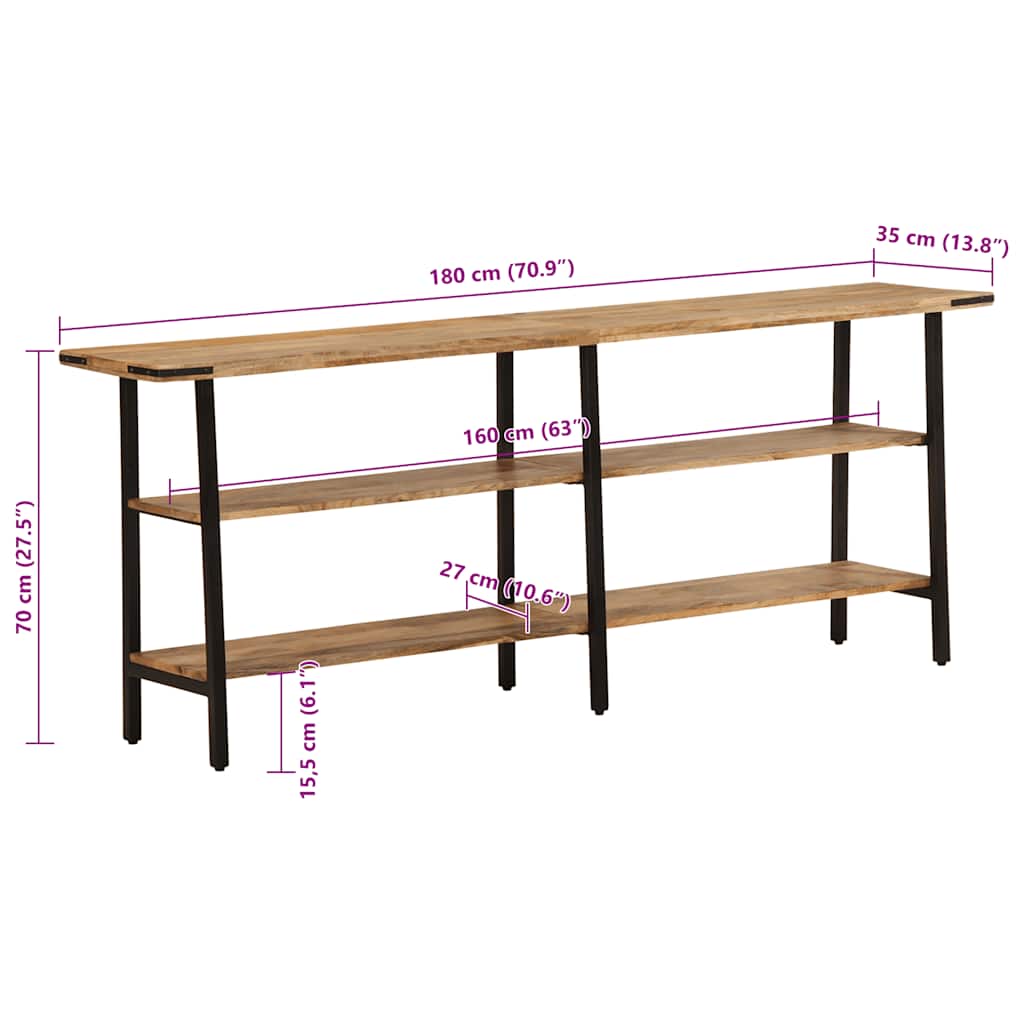 Tavolo Consolle 180x35x70 cm in Legno Massello di Mango - homemem39