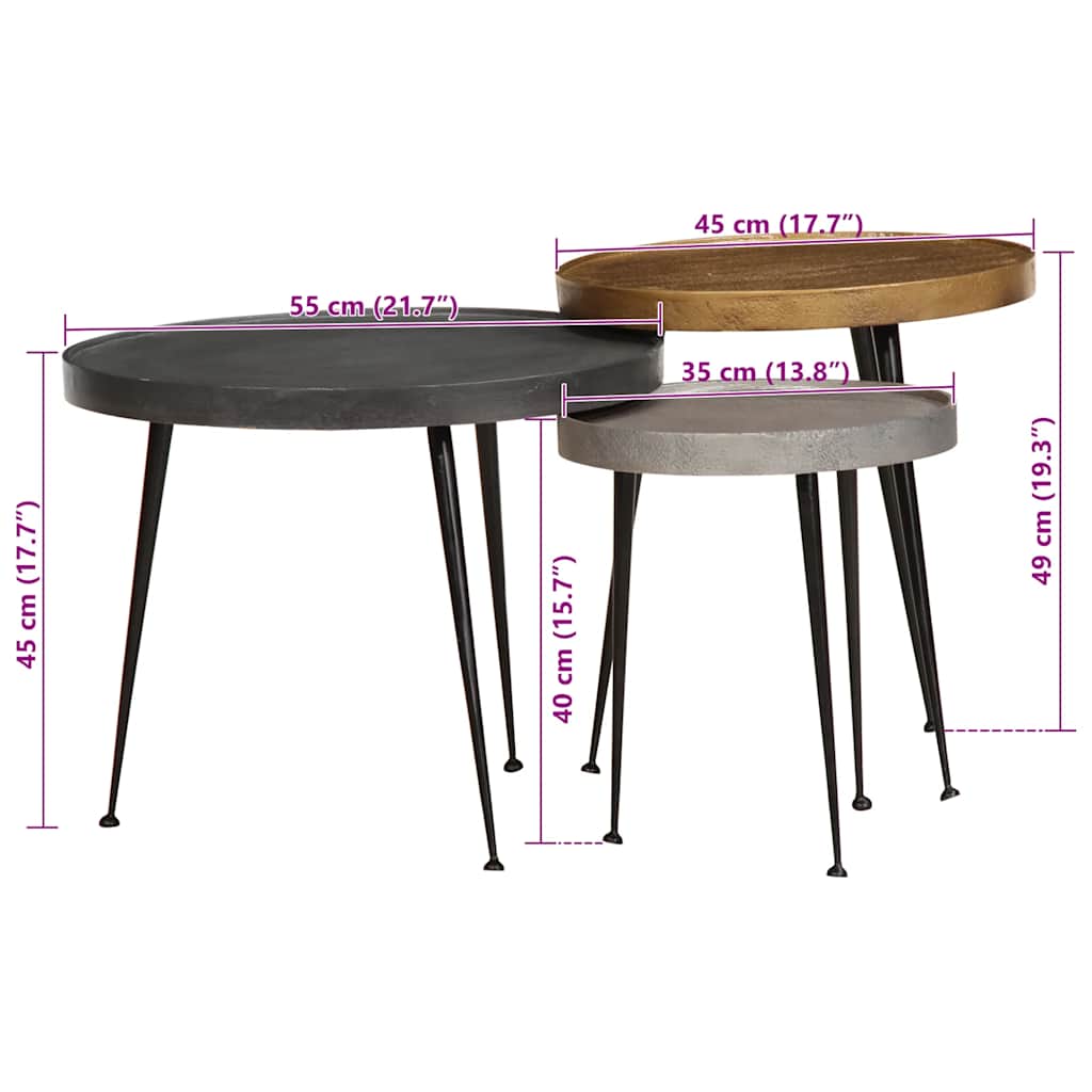 Tavolini da Salotto 3 pz Multicolorein Legno Multistrato | homemem39