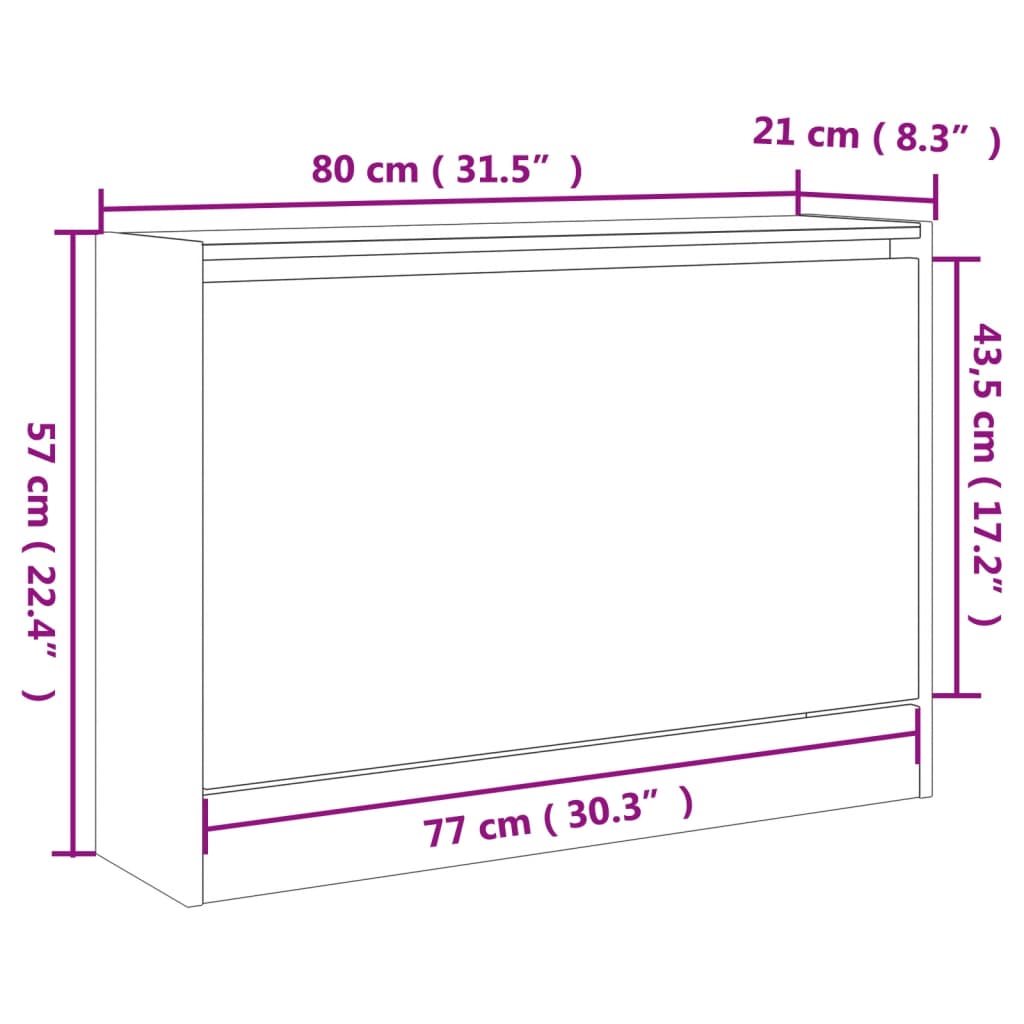Scarpiera Grigio Sonoma 80x21x57 cm in Legno Multistrato - homemem39