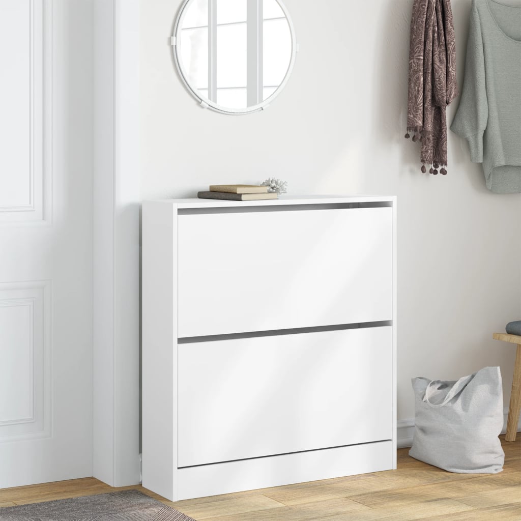 Scarpiera Bianca 80x21x87,5 cm in Legno Multistrato - homemem39