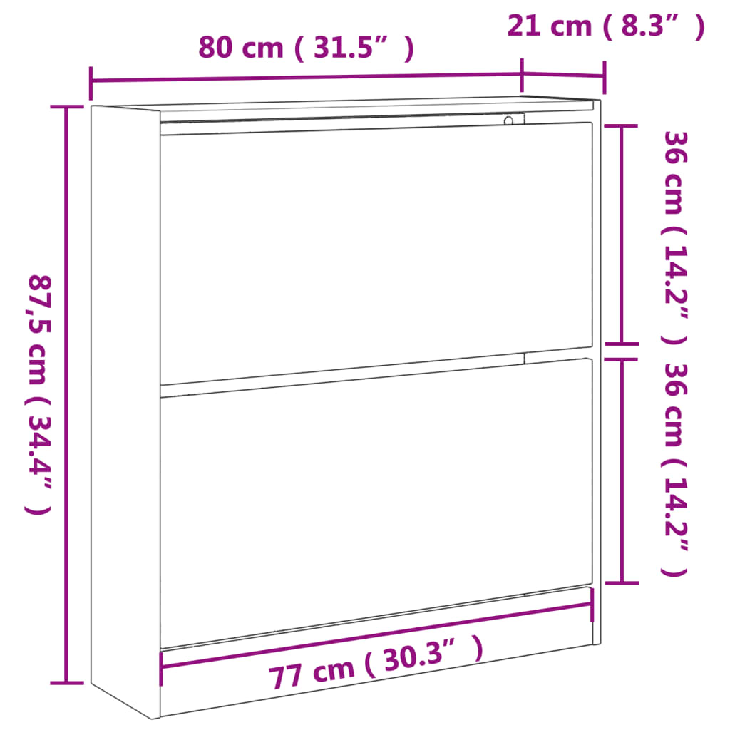 Scarpiera Grigio Sonoma 80x21x87,5 cm in Legno Multistrato - homemem39