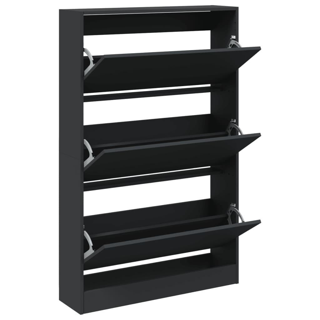 Scarpiera Nera 80x21x125,5 cm in Legno Multistrato - homemem39