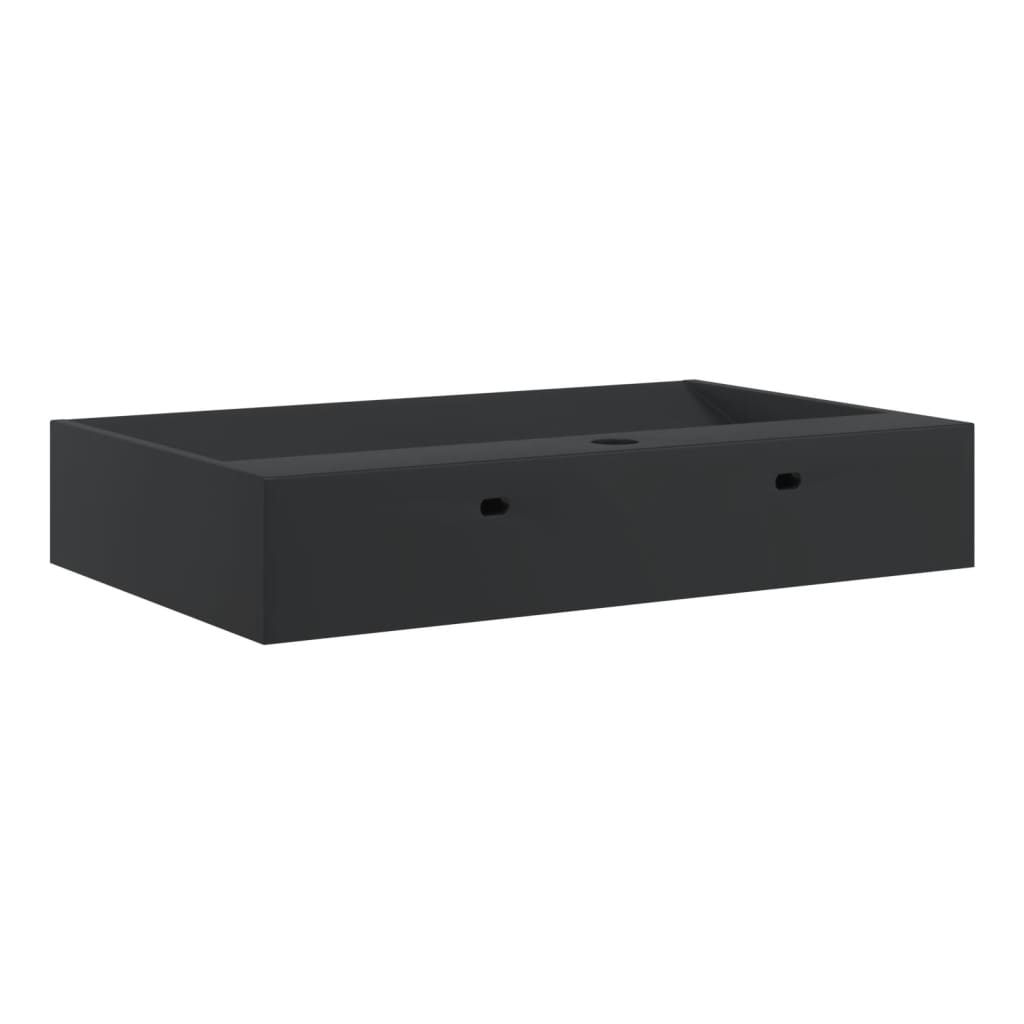 Lavandino 60x38x11 cm Blocco in Marmo/Minerale Nero Opaco - homemem39