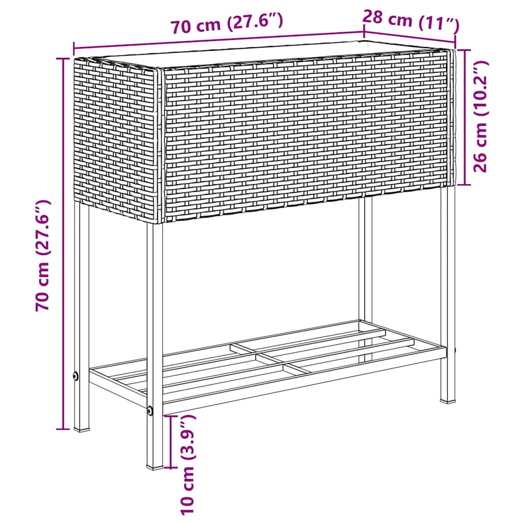 Fioriera da Giardino con Ripiano Grigia in Polyrattan | homemem39