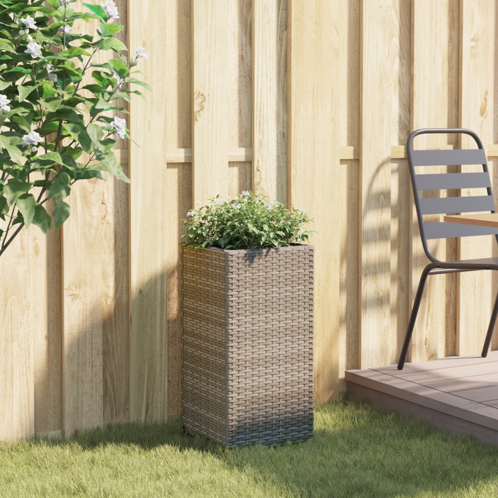 Fioriera da Giardino Grigia 30x30x60 cm in Polyrattan