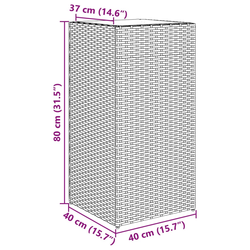 Fioriera da Giardino Marrone 40x40x80 cm in Polyrattan - homemem39