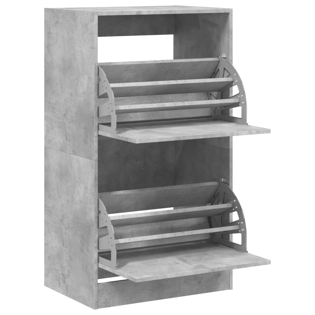 Scarpiera 2 Cassetti Ribaltabili Grigio Cemento 60x42x108 cm - homemem39