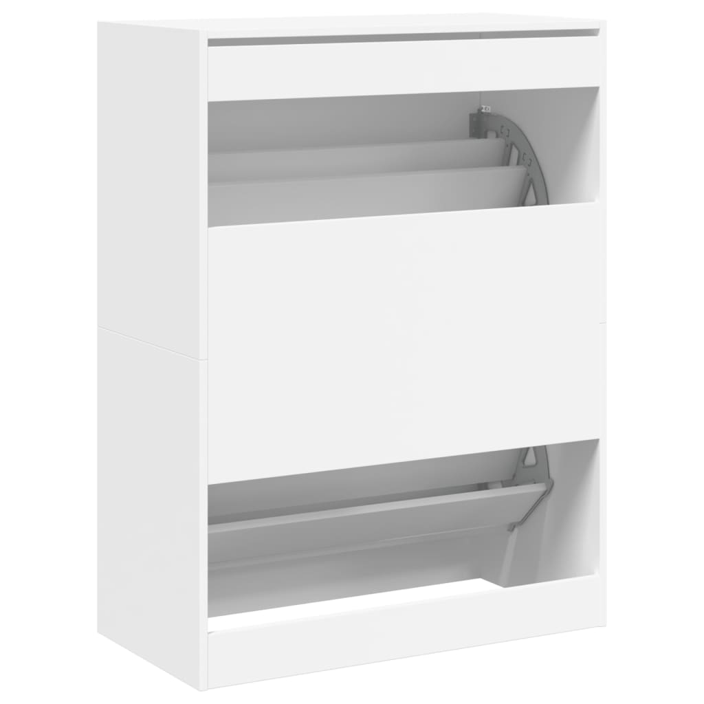 Scarpiera con 2 Cassetti Ribaltabili Bianca 80x42x108 cm - homemem39