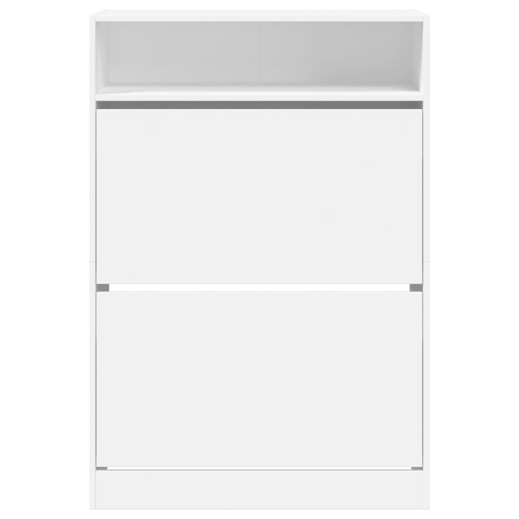 Scarpiera con 2 Cassetti Ribaltabili Bianca 80x34x116 cm - homemem39
