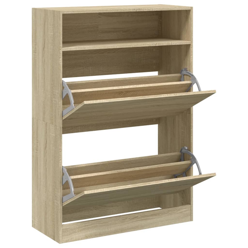 Scarpiera 2 Cassetti Ribaltabili Rovere Sonoma 80x34x116 cm - homemem39