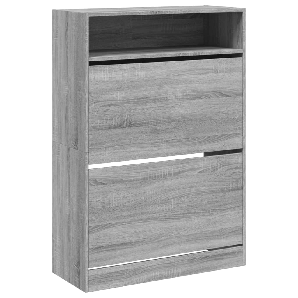 Scarpiera 2 Cassetti Ribaltabili Grigio Sonoma 80x34x116 cm - homemem39