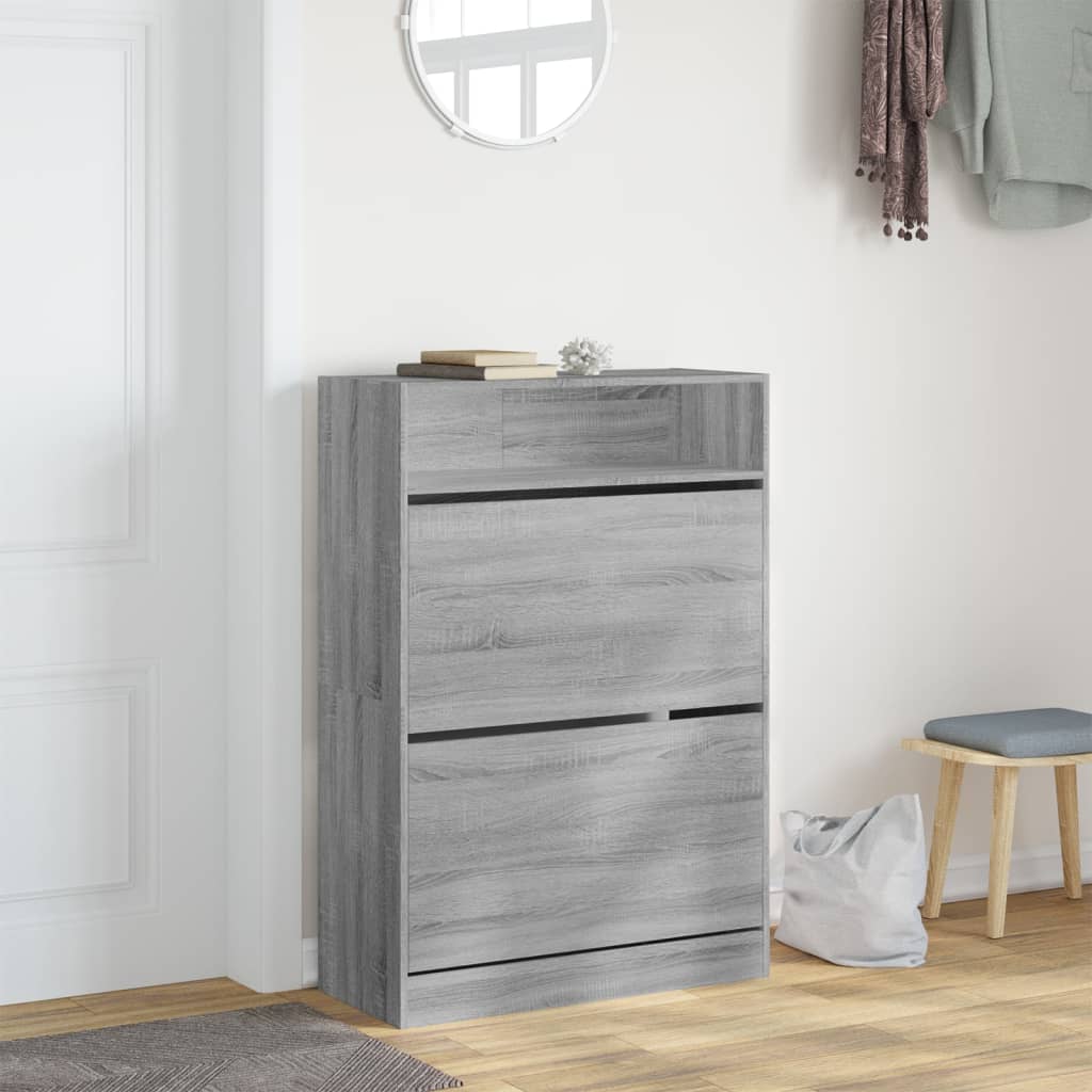 Scarpiera 2 Cassetti Ribaltabili Grigio Sonoma 80x34x116 cm - homemem39