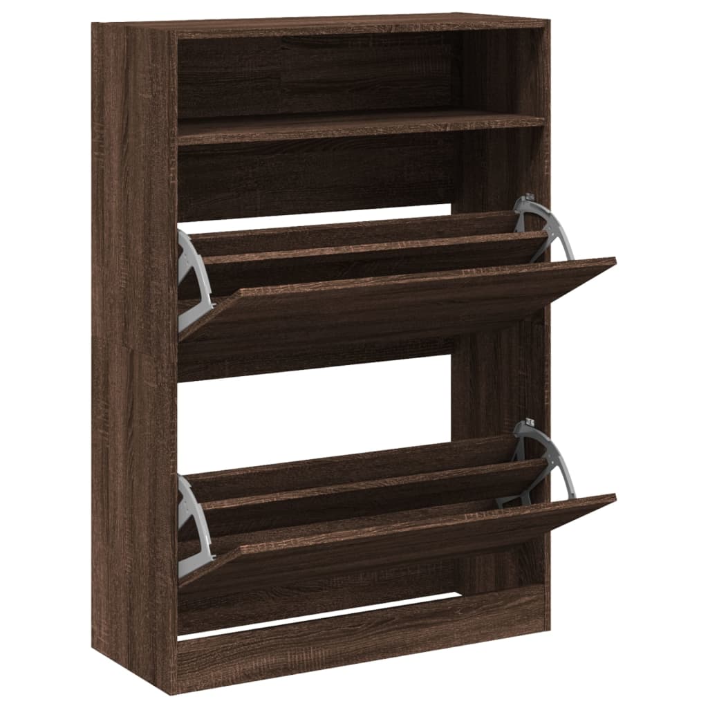 Scarpiera con 2 Cassetti Ribaltabili Rovere Marrone 80x34x116cm - homemem39