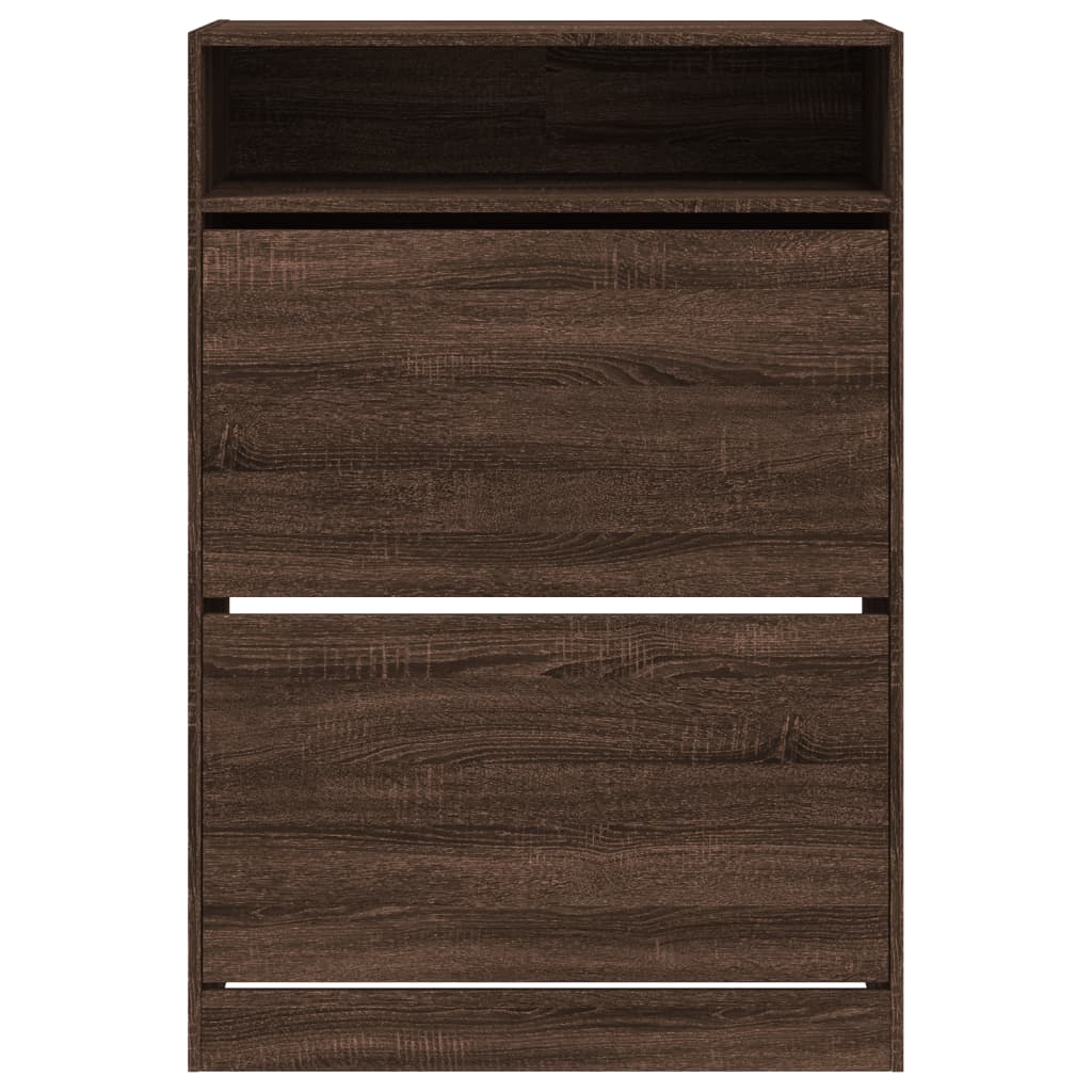 Scarpiera con 2 Cassetti Ribaltabili Rovere Marrone 80x34x116cm - homemem39