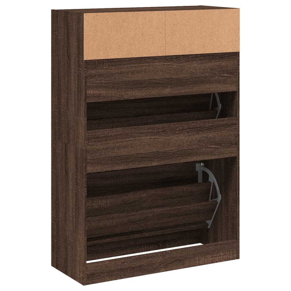 Scarpiera con 2 Cassetti Ribaltabili Rovere Marrone 80x34x116cm - homemem39