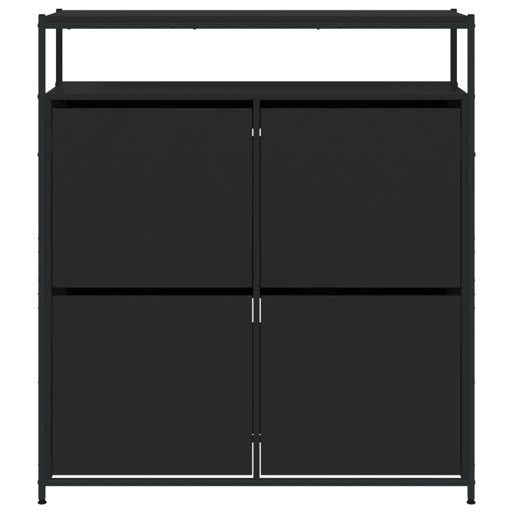 Scarpiera con 4 Cassetti Ribaltabili Nera 100x34x112 cm - homemem39