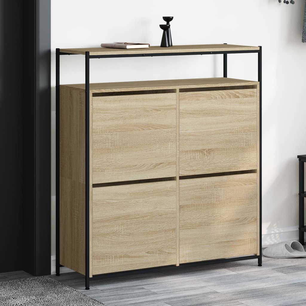 Scarpiera 4 Cassetti Ribaltabili Rovere Sonoma 100x34x112 cm - homemem39