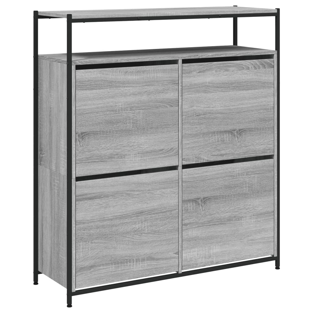 Scarpiera 4 Cassetti Ribaltabili Grigio Sonoma 100x34x112 cm - homemem39