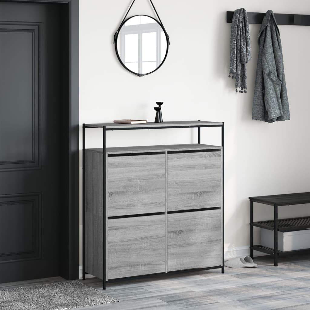 Scarpiera 4 Cassetti Ribaltabili Grigio Sonoma 100x34x112 cm - homemem39