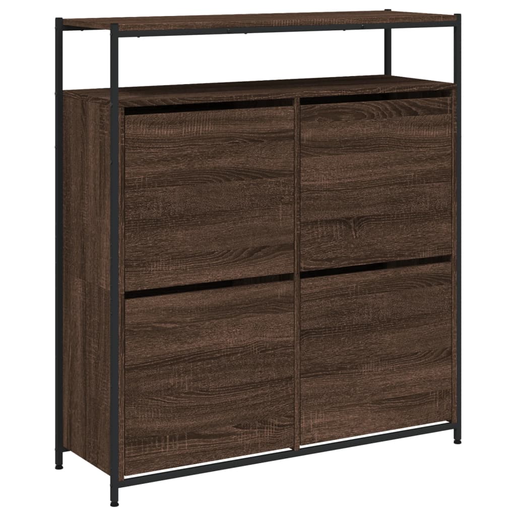 Scarpiera 4 Cassetti Ribaltabili Rovere Marrone 100x34x112 cm - homemem39