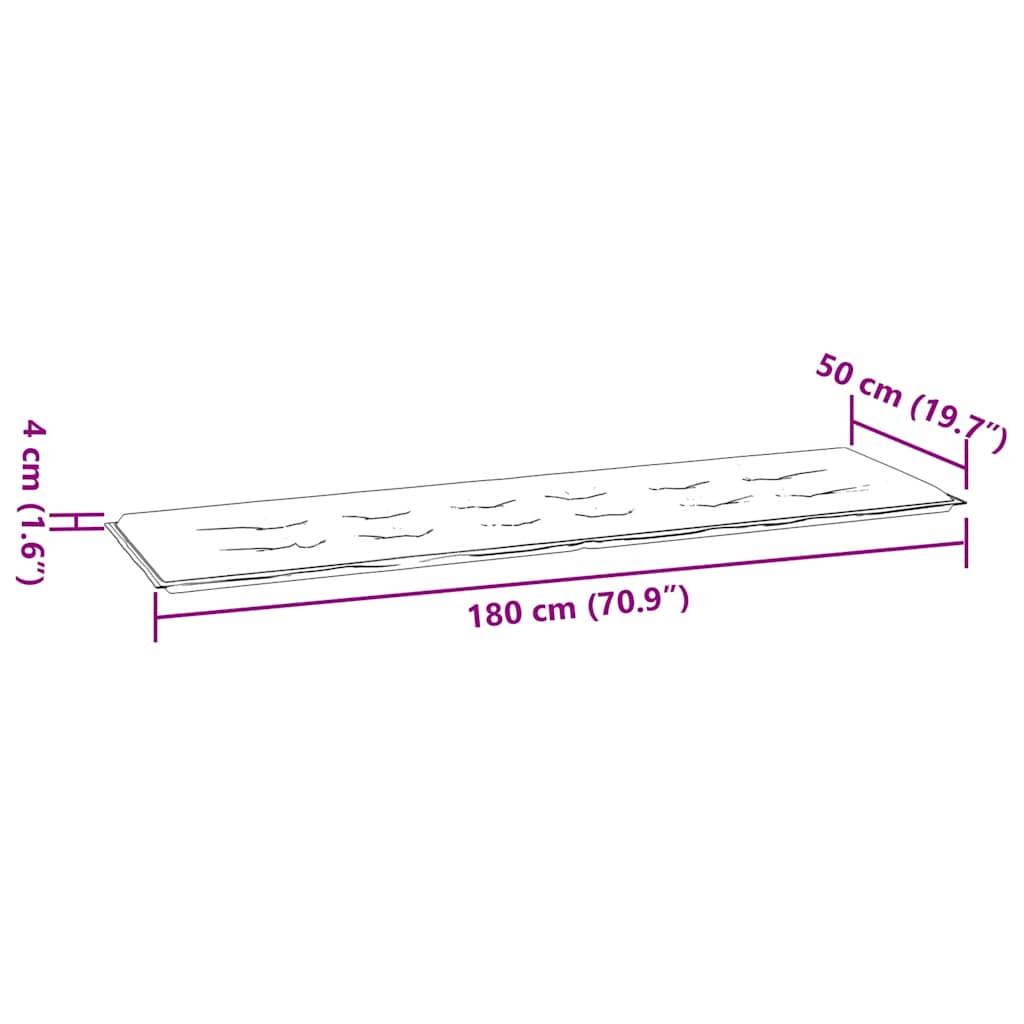Cuscino per Panca Blu Marino 180x50x3 cm in Tessuto Oxford | homemem39