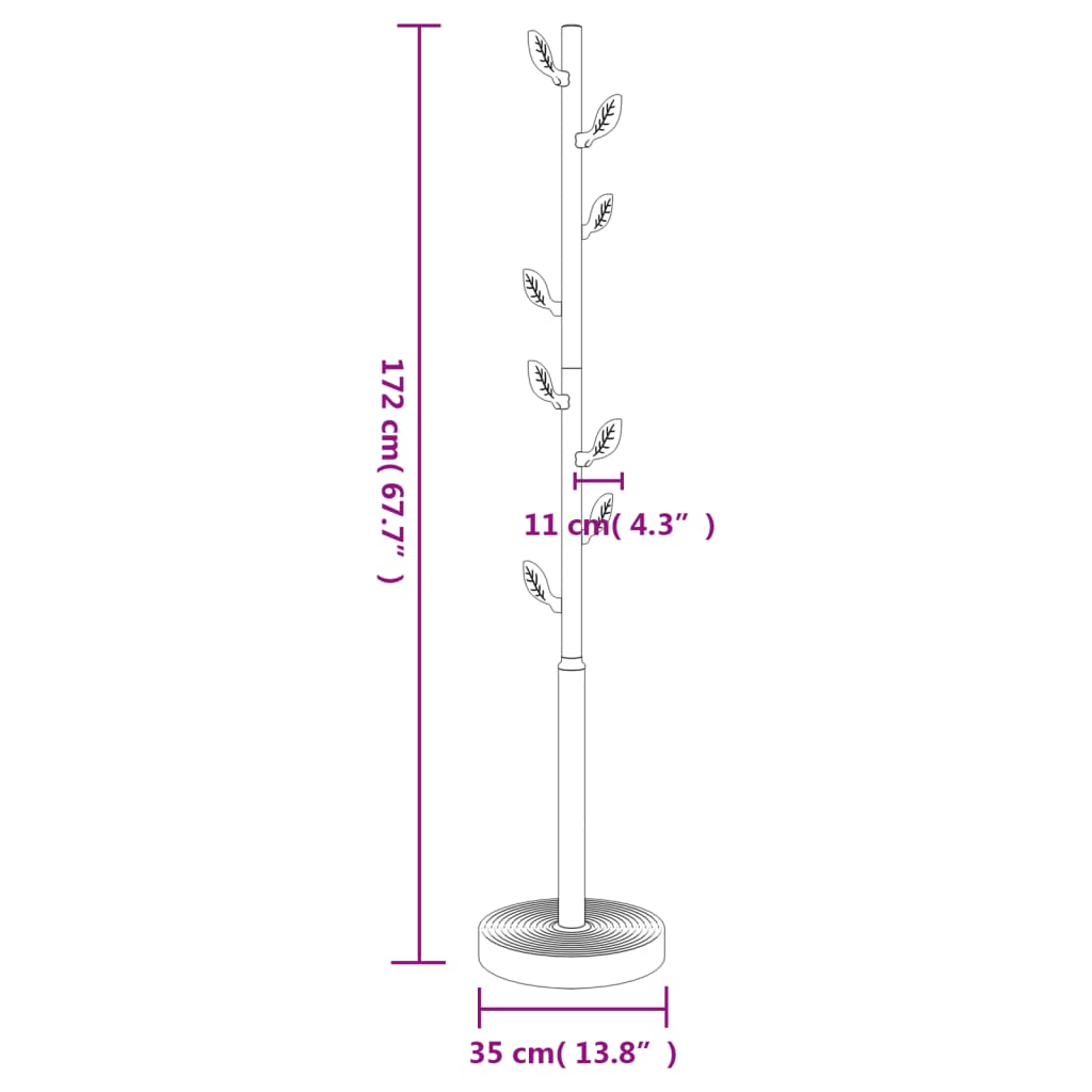 Appendiabiti Bianco 172 cm in Ferro Verniciato a Polvere - homemem39