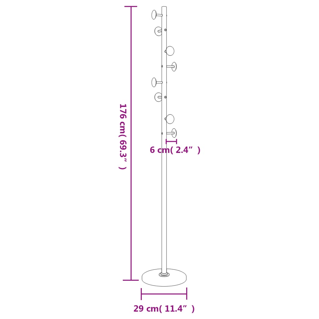 Appendiabiti Bianco 176 cm in Ferro Verniciato a Polvere - homemem39