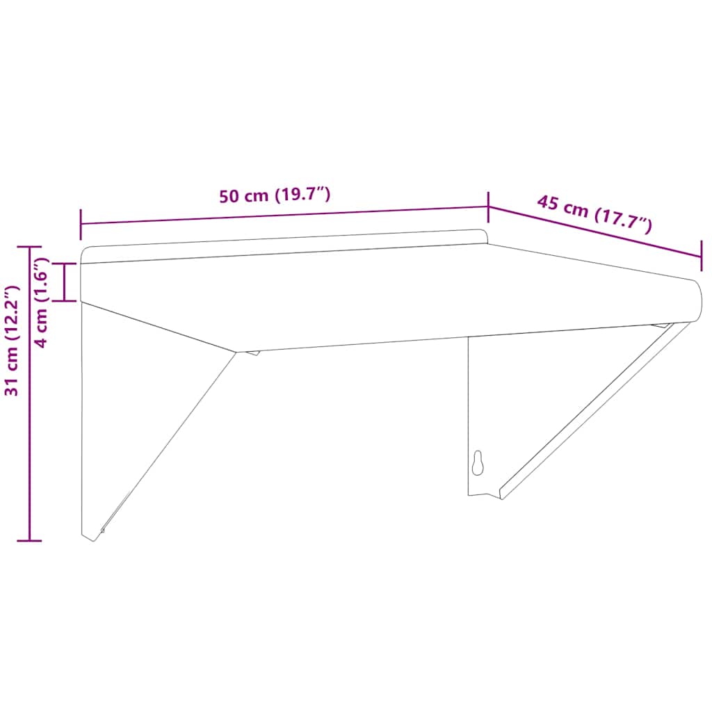 Mensola a Muro 50x45x31 cm Argento in Acciaio Inossidabile | homemem39