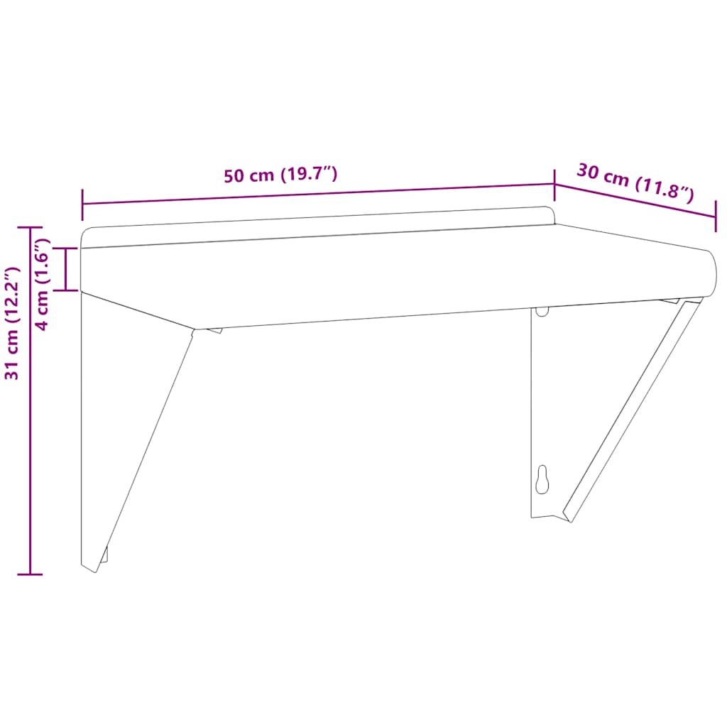 Mensola a Muro 50x30x31 cm Argento in Acciaio Inossidabile | homemem39