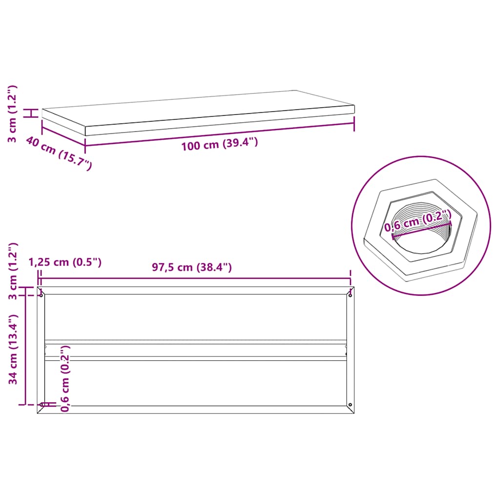 Mensole a Muro 2 pz 100x40 cm Argento in Acciaio Inossidabile | homemem39