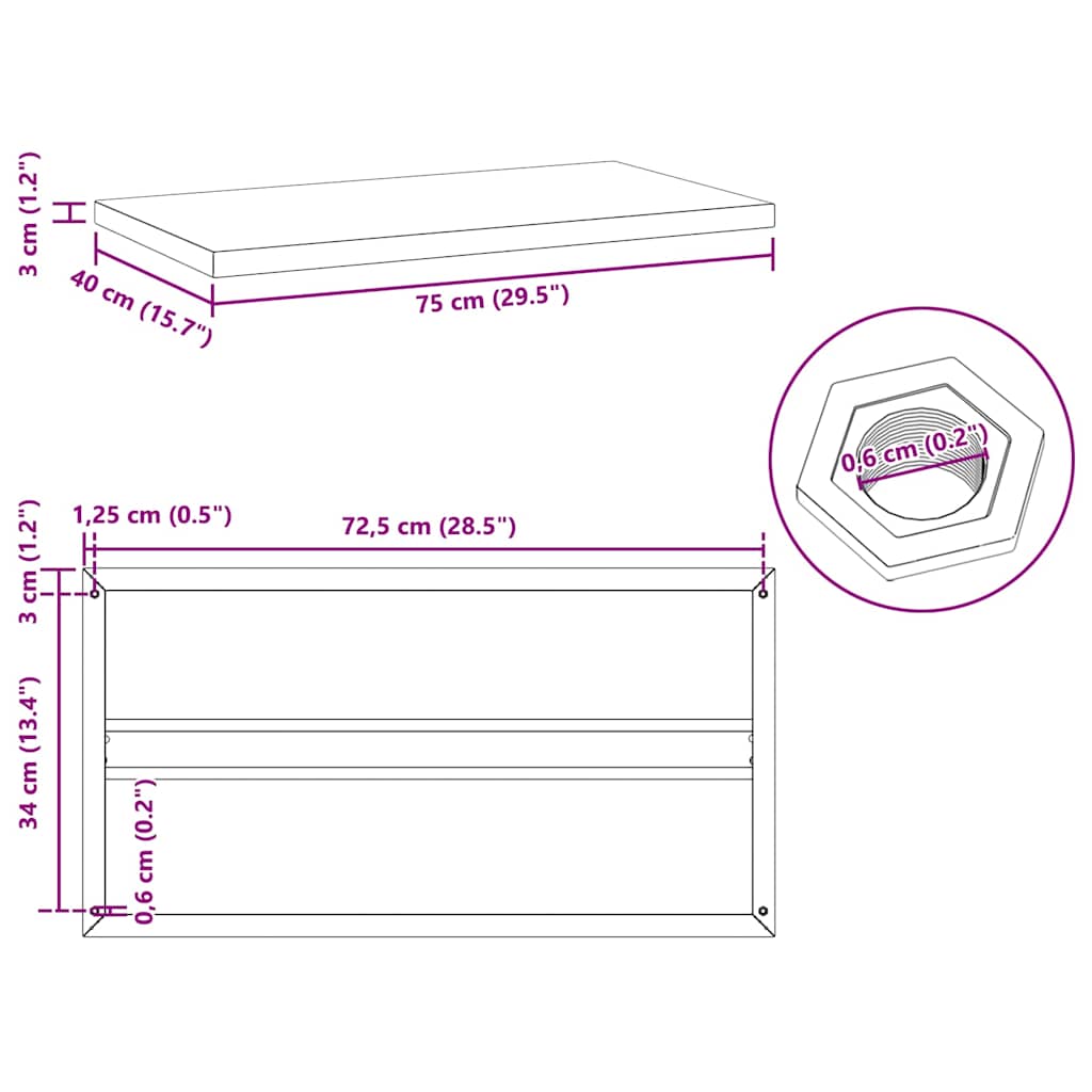 Mensole a Muro 2 pz 75x40 cm Argento in Acciaio Inossidabile | homemem39