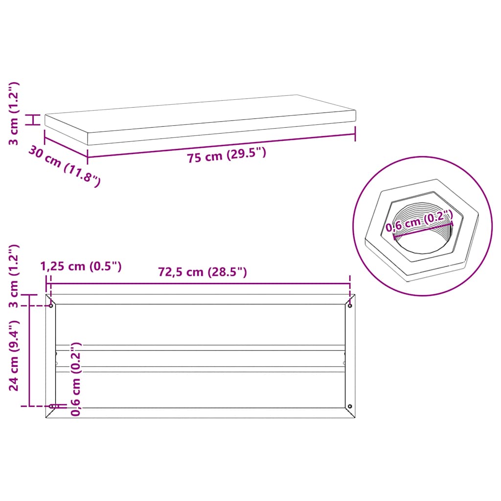 Mensole a Muro 2 pz 75x30 cm Argento in Acciaio Inossidabile | homemem39