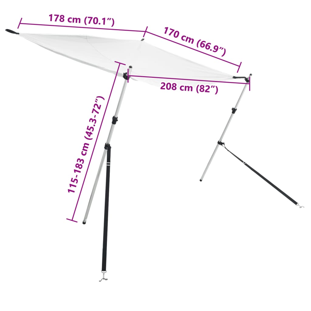 Estensione Tendalino a T Bianco 170x208x(115-183) cm | homemem39