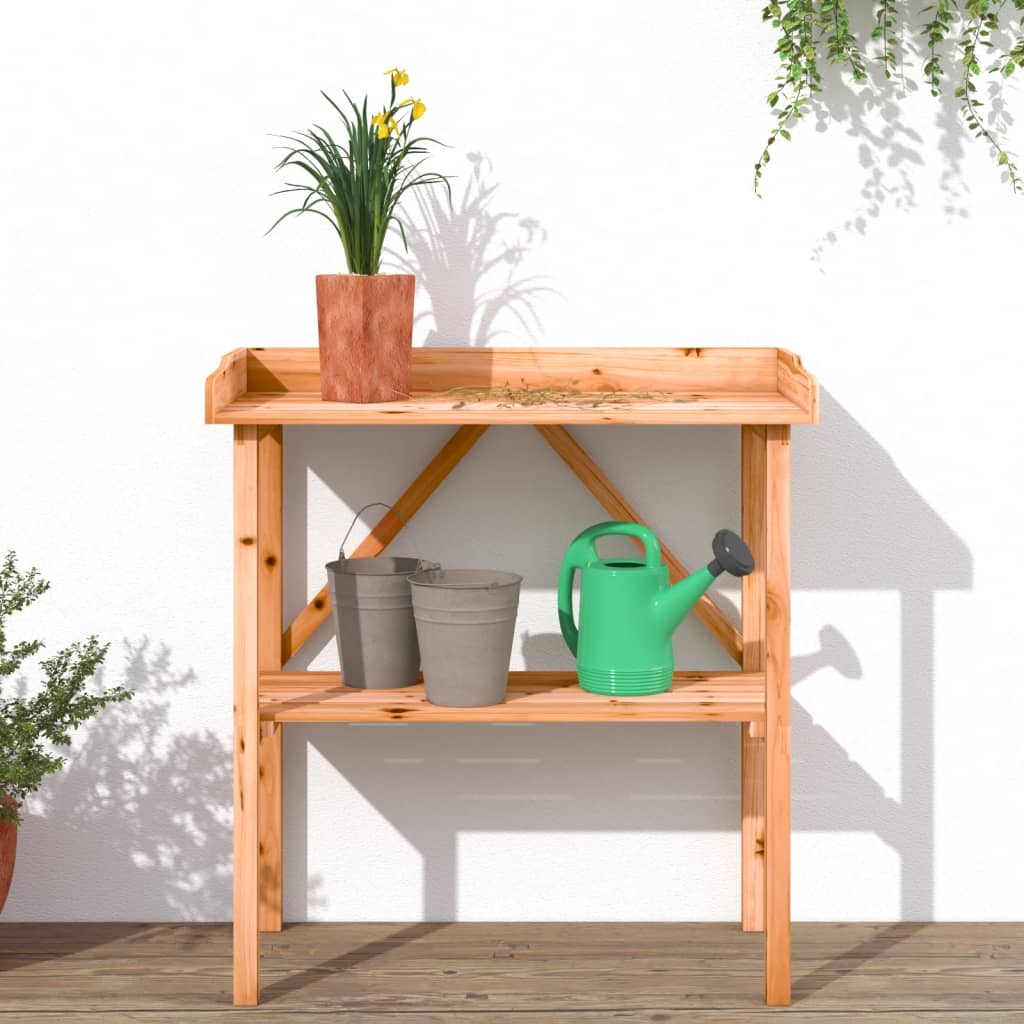 Tavolo Piante con Ripiano Marrone 78x38x,82,5cm Massello Abete - homemem39