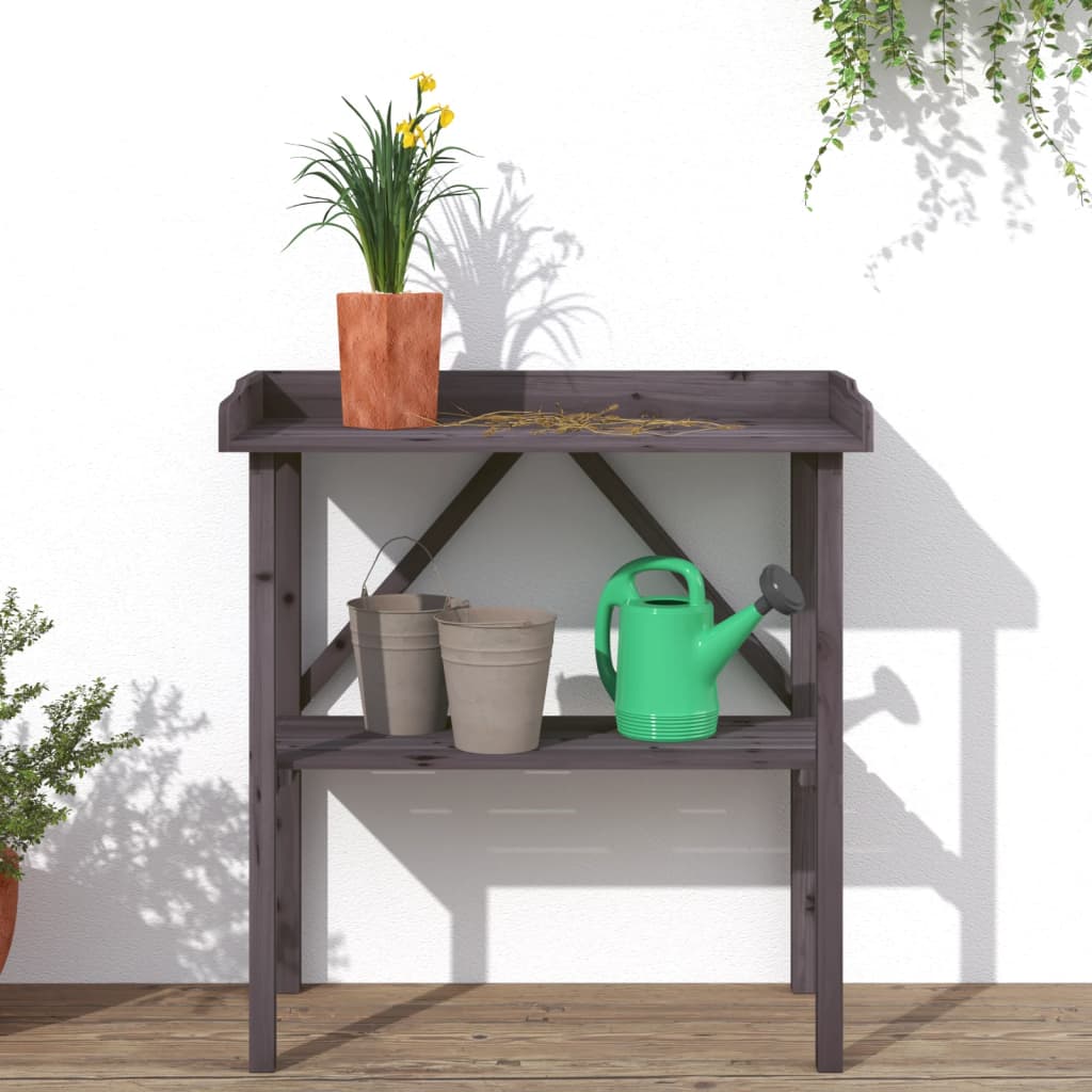 Tavolo Piante Ripiano Grigio 78x38x,82,5cm Legno Massello Abete - homemem39