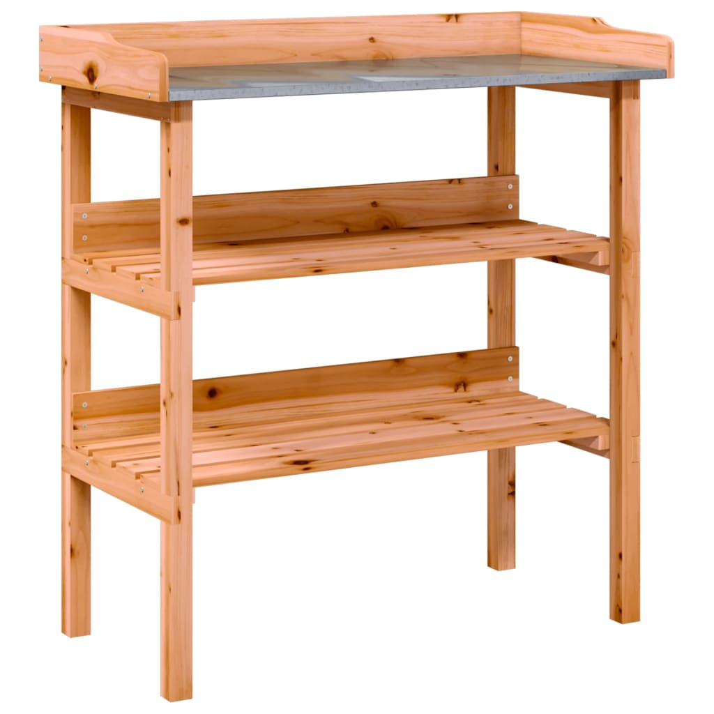 Tavolo Piante con Ripiani Marrone 78x38x,82,5cm Massello Abete - homemem39