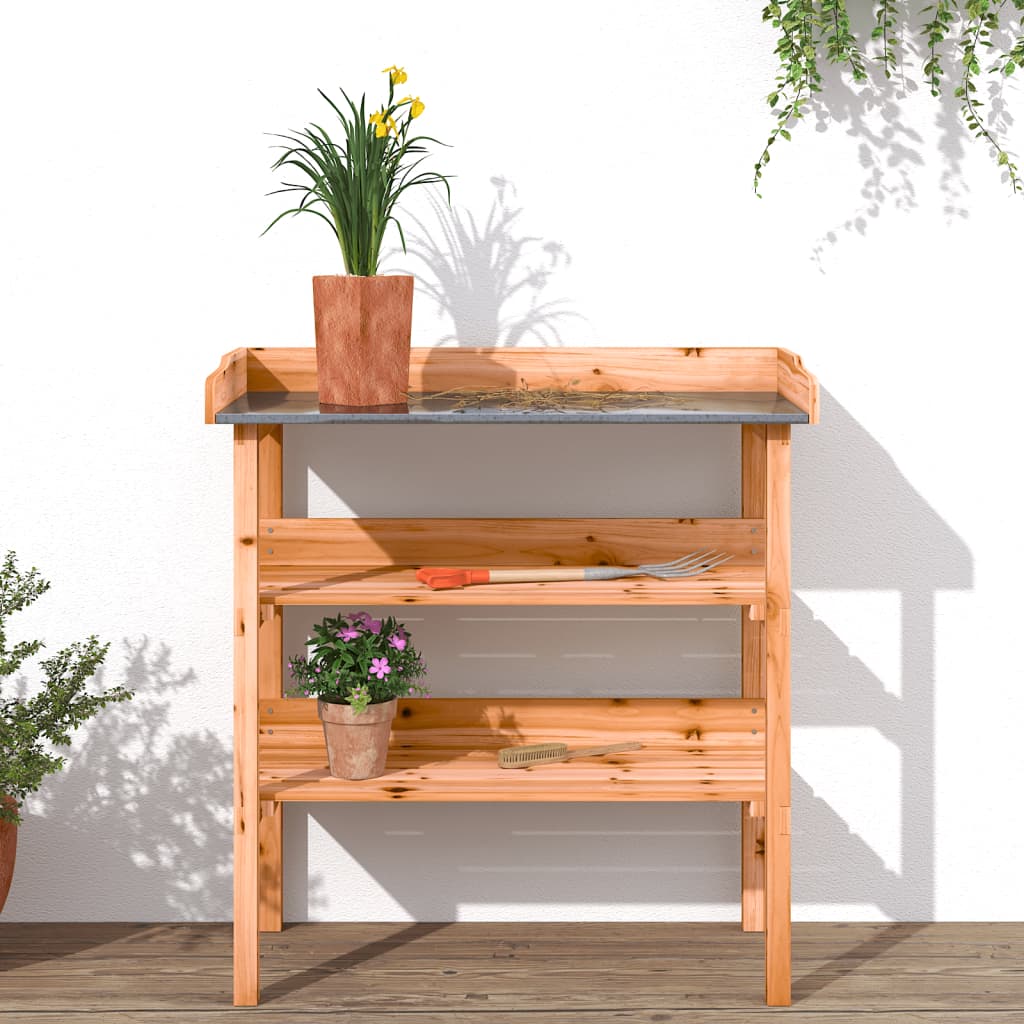 Tavolo Piante con Ripiani Marrone 78x38x,82,5cm Massello Abete - homemem39