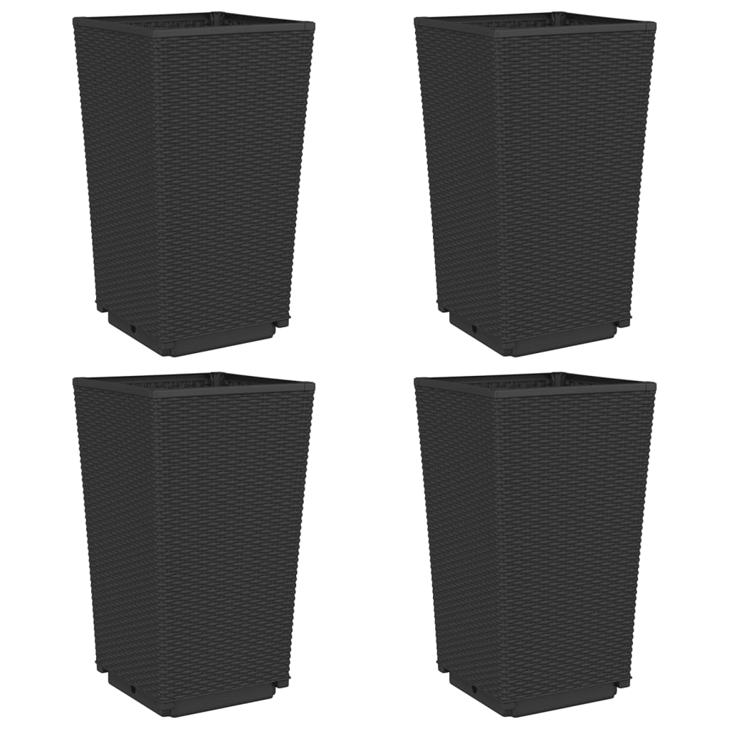 Fioriere da Giardino 4 pz Nere 32,5x32,5x57 cm in PP - homemem39