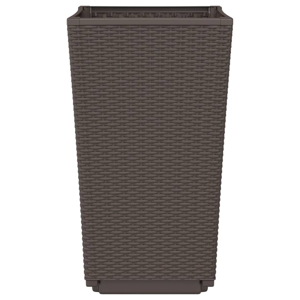 Fioriere da Giardino 4 pz Marrone 32,5x32,5x57 cm in PP
