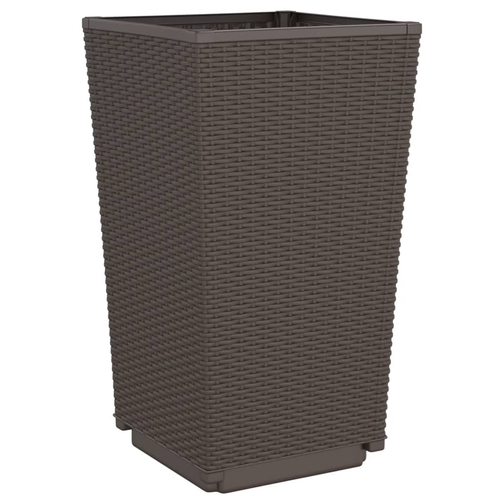 Fioriere da Giardino 4 pz Marrone 32,5x32,5x57 cm in PP