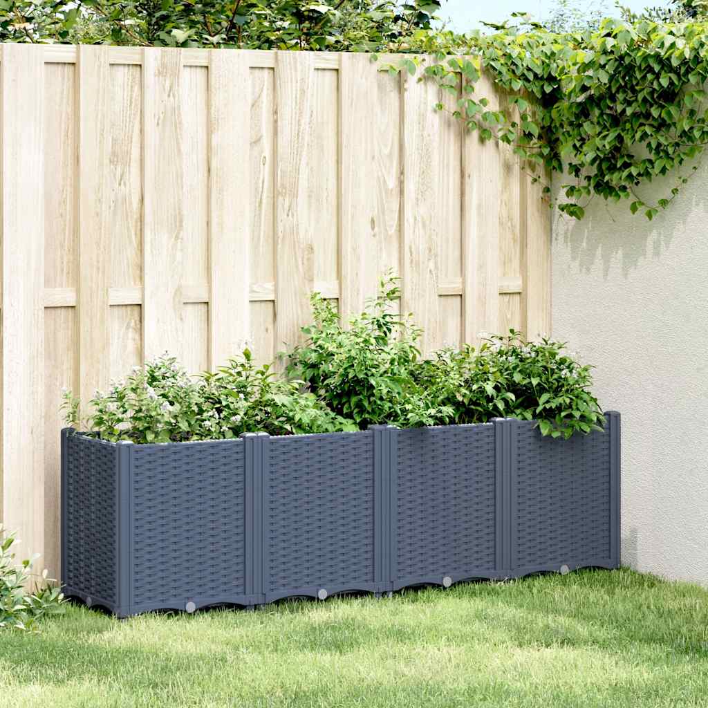 Fioriera da Giardino Grigio Blu 160x40x53 cm in PP