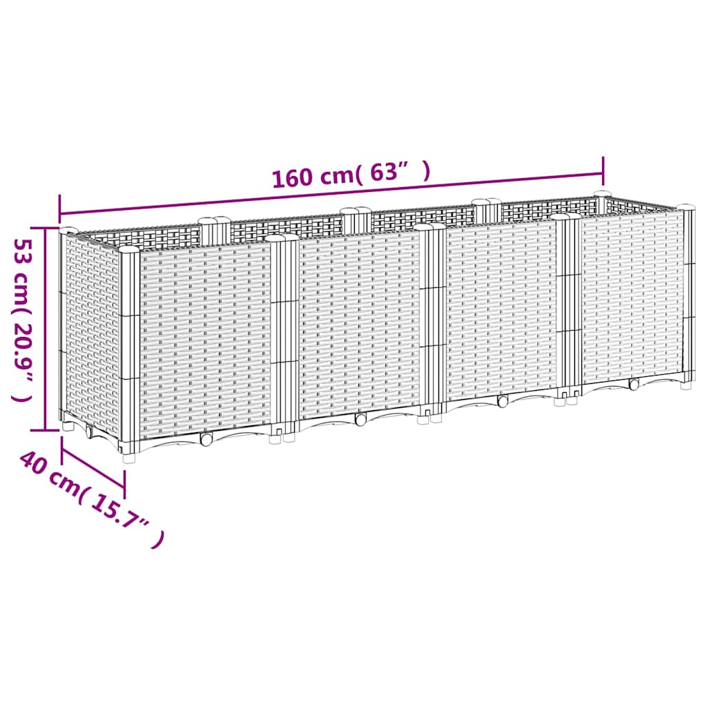Fioriera da Giardino Grigio Chiaro 160x40x53 cm in PP | homemem39