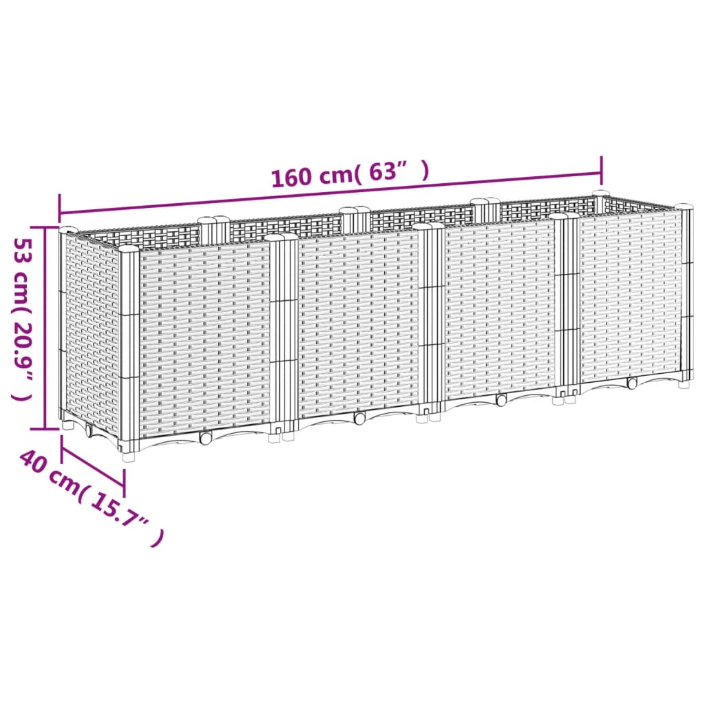 Fioriera da Giardino Marrone 160x40x53 cm in PP - homemem39