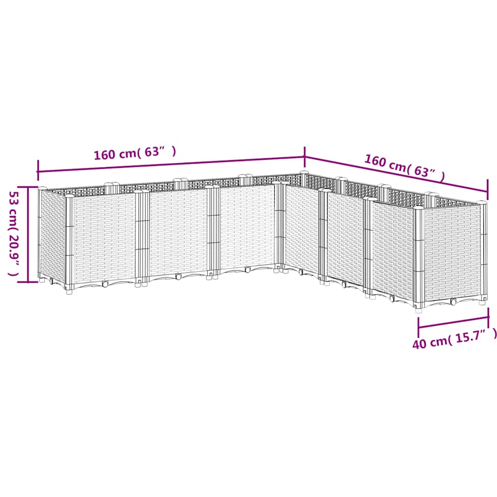 Fioriera da Giardino Grigio Blu 160x160x53 cm in PP | homemem39