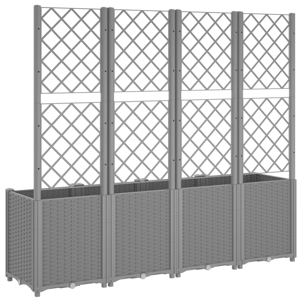Fioriera Giardino con Traliccio Grigio Chiaro 160x40x140 cm PP